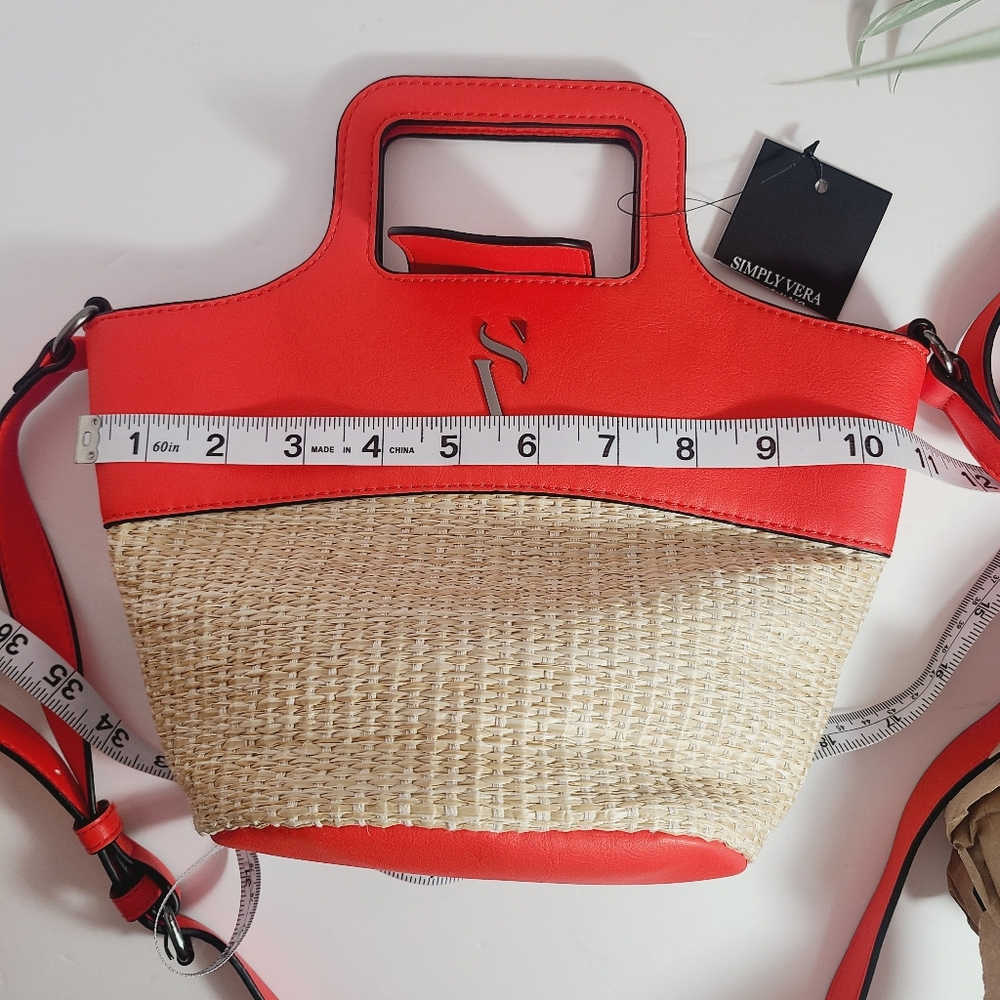 Simply Vera Red and Tan Women's Hand Bag - Picture 9 of 9